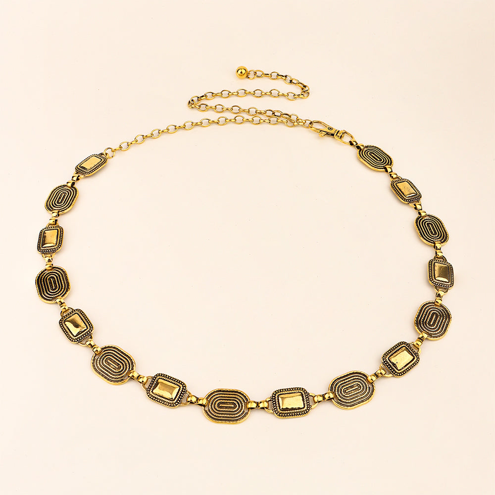 This European and American Cross Border Waist Chain is perfect for adding an elegant, boho edge to any outfit. Crafted with a thin metal chain, it is the perfect versatile belt for stylishly making a statement.