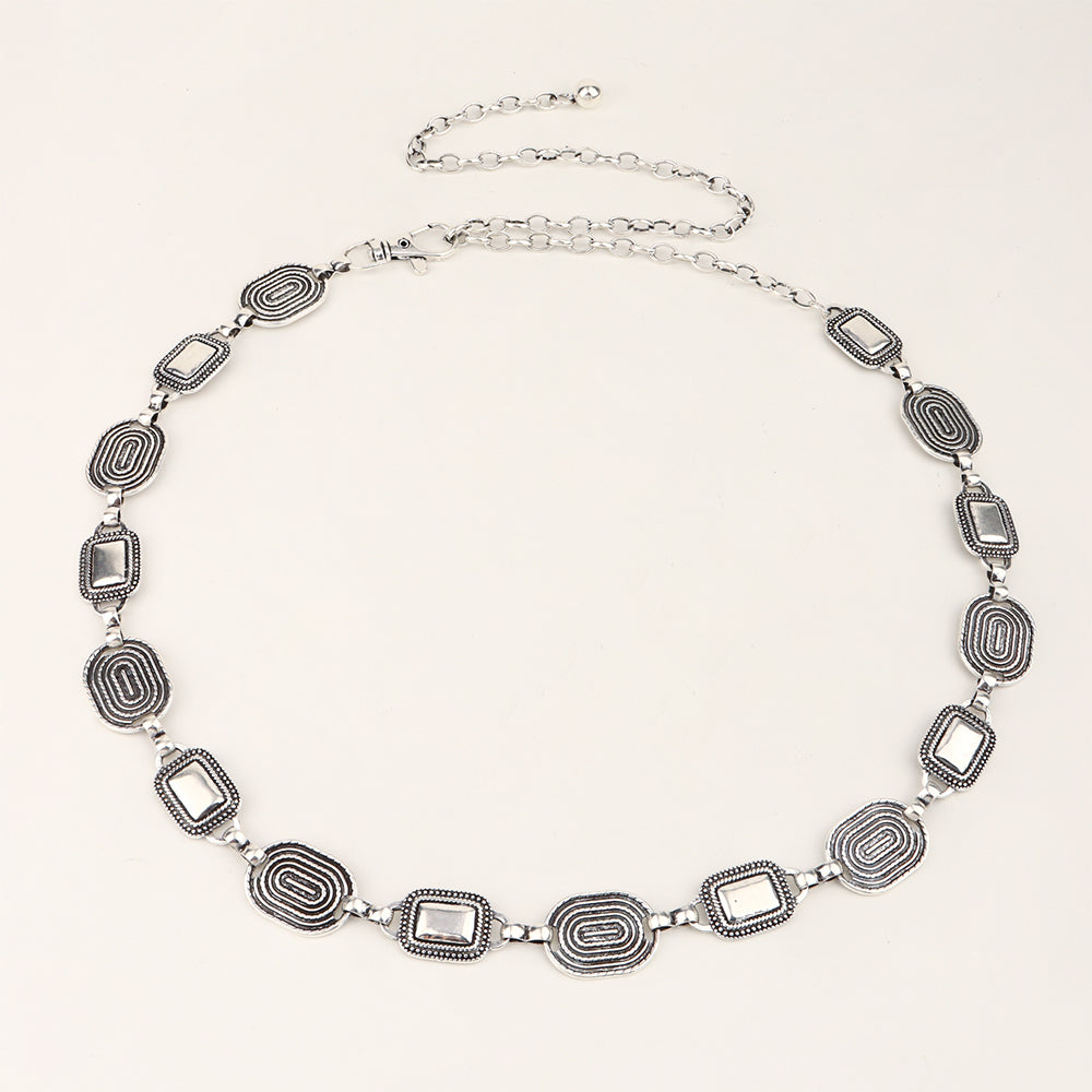 This European and American Cross Border Waist Chain is perfect for adding an elegant, boho edge to any outfit. Crafted with a thin metal chain, it is the perfect versatile belt for stylishly making a statement.
