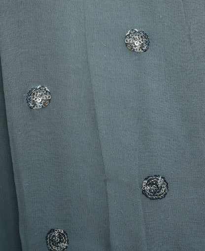 Hand Embroidery Grey Pure Linen Suit Set Breatheenmoda