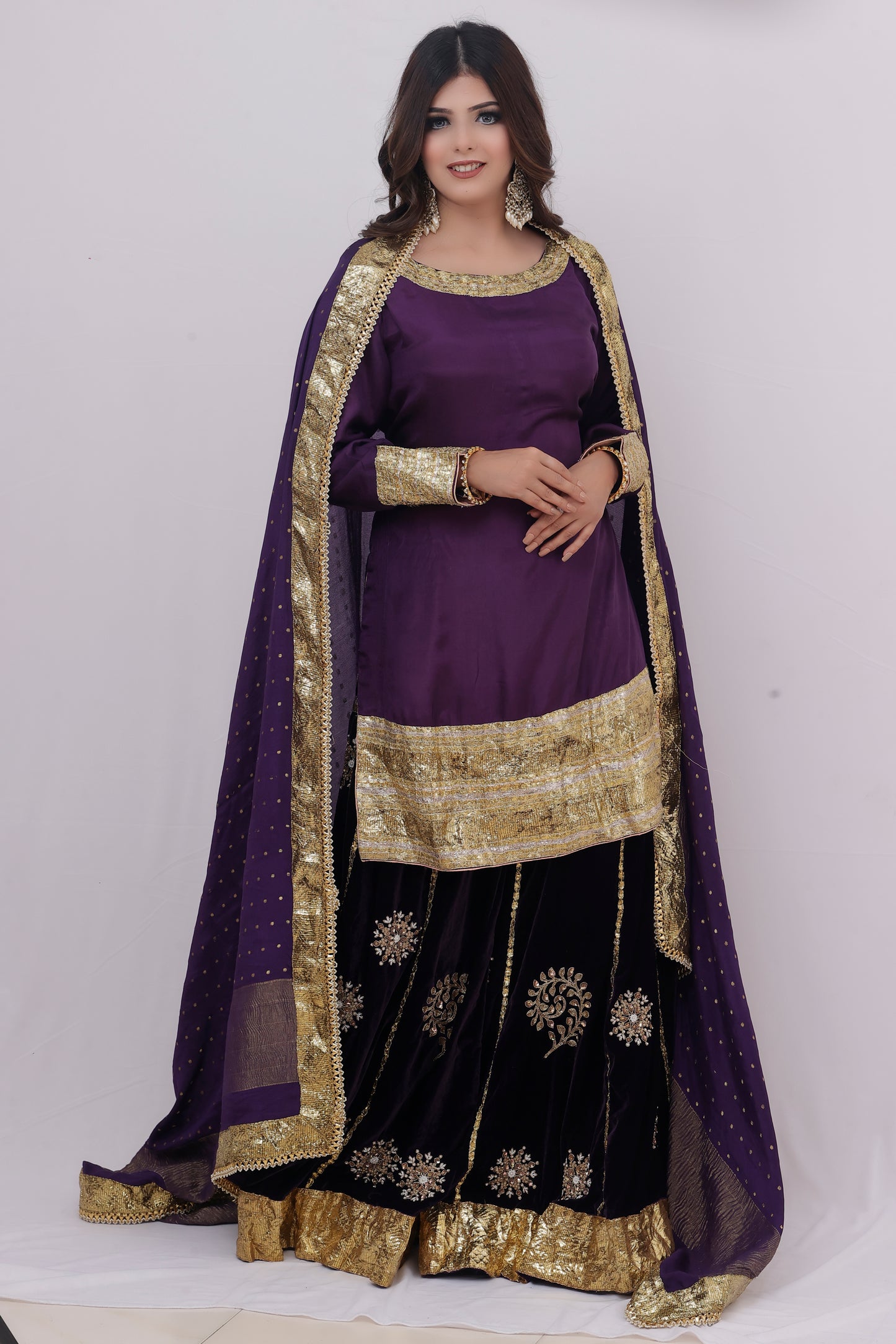 Pure Silk Purple Sharara Suit Set Breatheenmoda