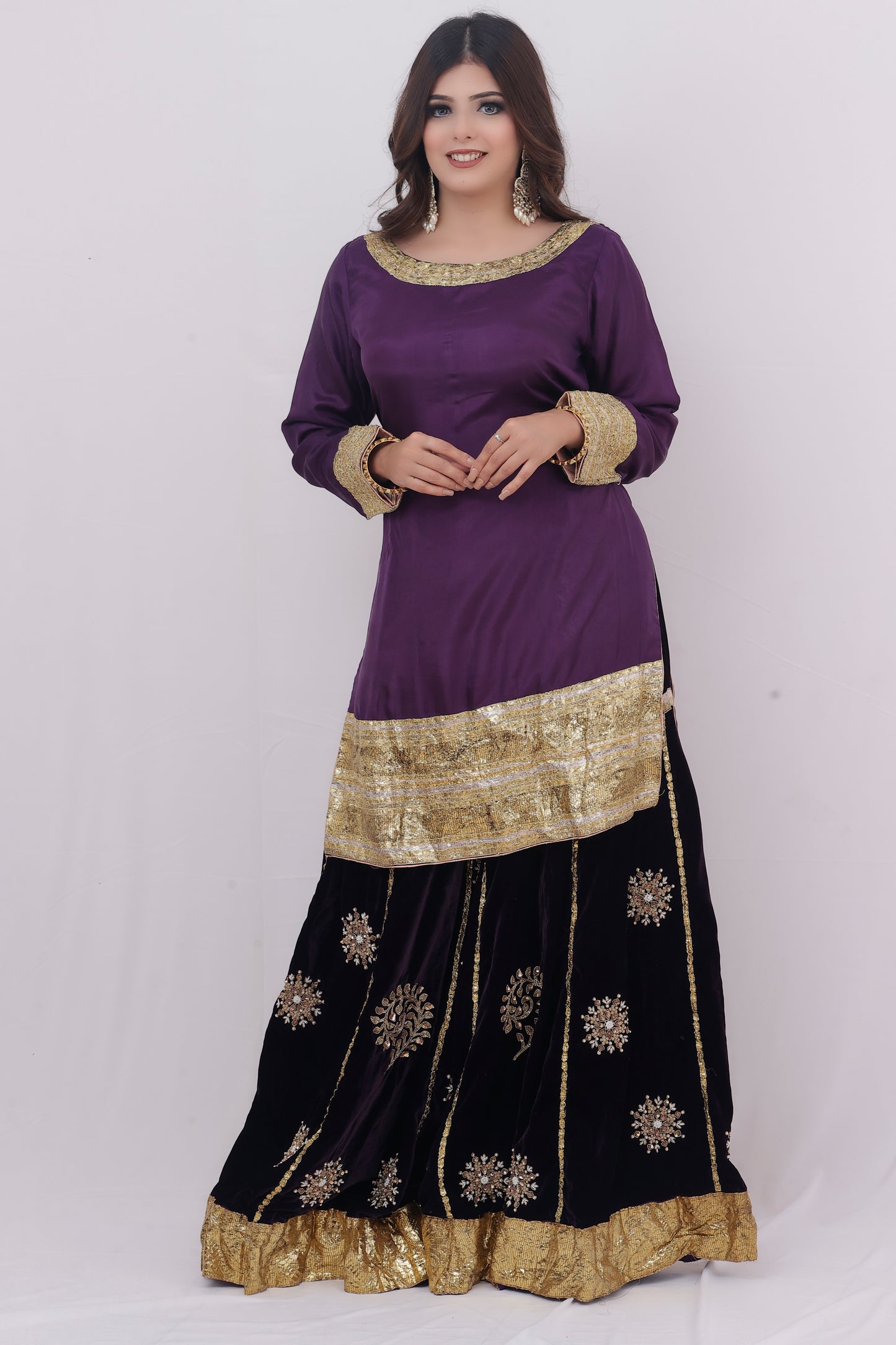 Pure Silk Purple Sharara Suit Set Breatheenmoda