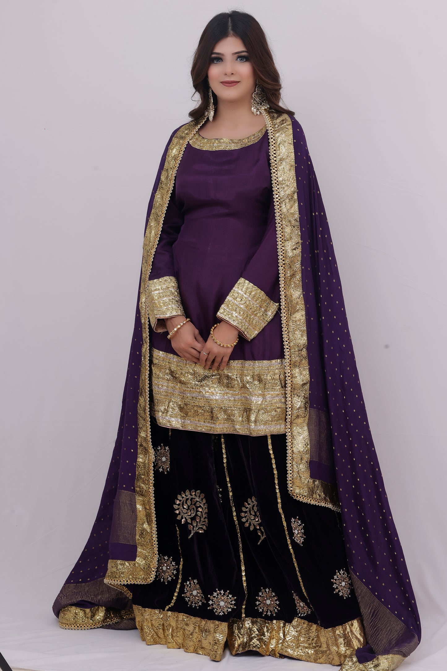 Pure Silk Purple Sharara Suit Set Breatheenmoda